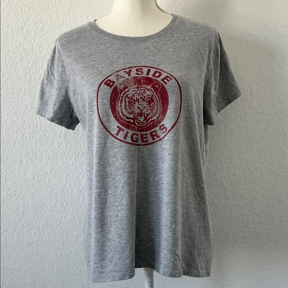 Bayside Tigers Gray Graphic Tee Saved by the Bell Halloween Costume Gildan Large - Picture 1 of 5